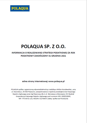 Informacja o realizowanej strategii podatkowej za rok 2021